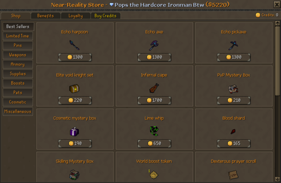 Preview of the in-game ::store